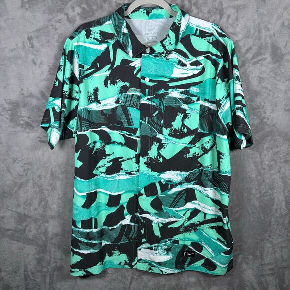 Nike Liverpool FC Dri-FIT UV Button Up Shirt Men’s XL Green Abstract Print - Picture 1 of 5